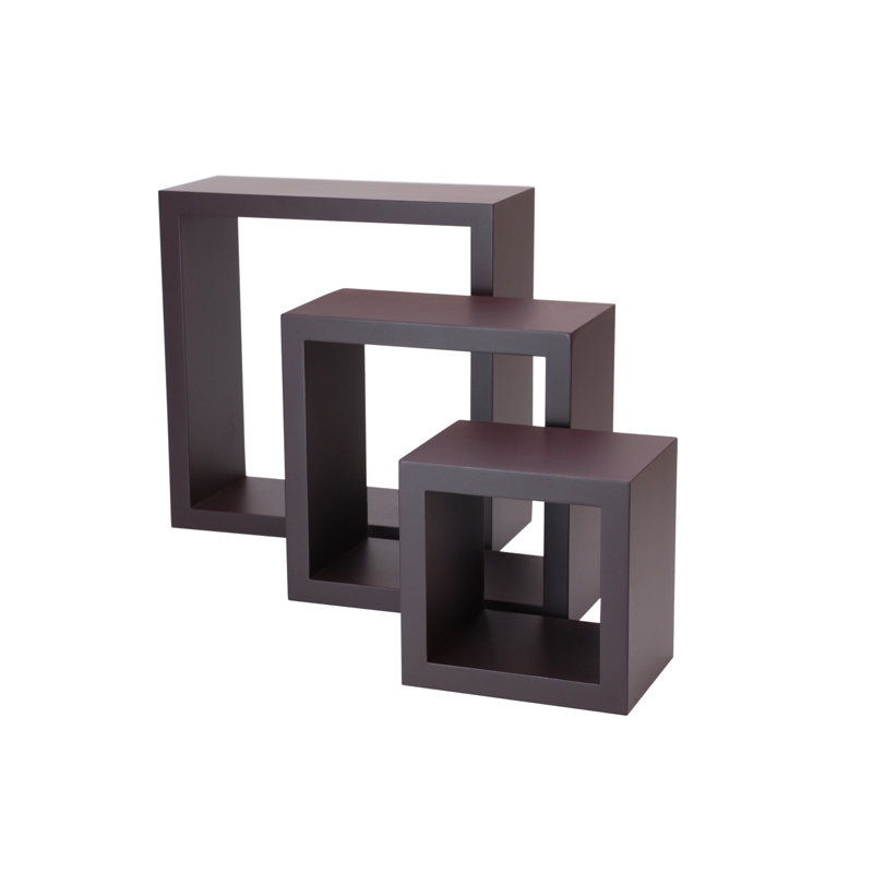 Tablette décorative carré 3 pièces Golo, Espresso