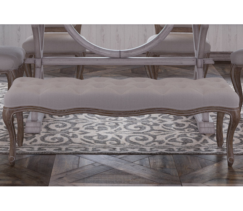 Banc recouverts de tissu d'ameublement Fleur, Velours taupe champignon