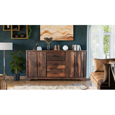 Buffet en bois massif à 3 tiroirs et 4 portes Larae