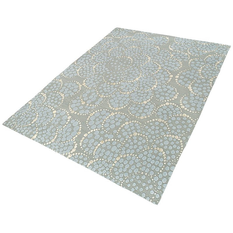 Effervescence Polka Dots Area Rug in Beige/Blue/Gray, Rectangle 6' x 9'