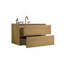 Meuble-lavabo mural en chêne naturel de 30 po avec lavabo en céramique avec trois trous de robinet, grand meuble-lavabo flottant de rangement pour salle de bain moderne, pré-assemblé