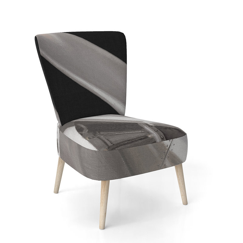 Upholstered Floral Side Chair - Modern floral Accent Chair, Abstract Gray Polyester Blend 19