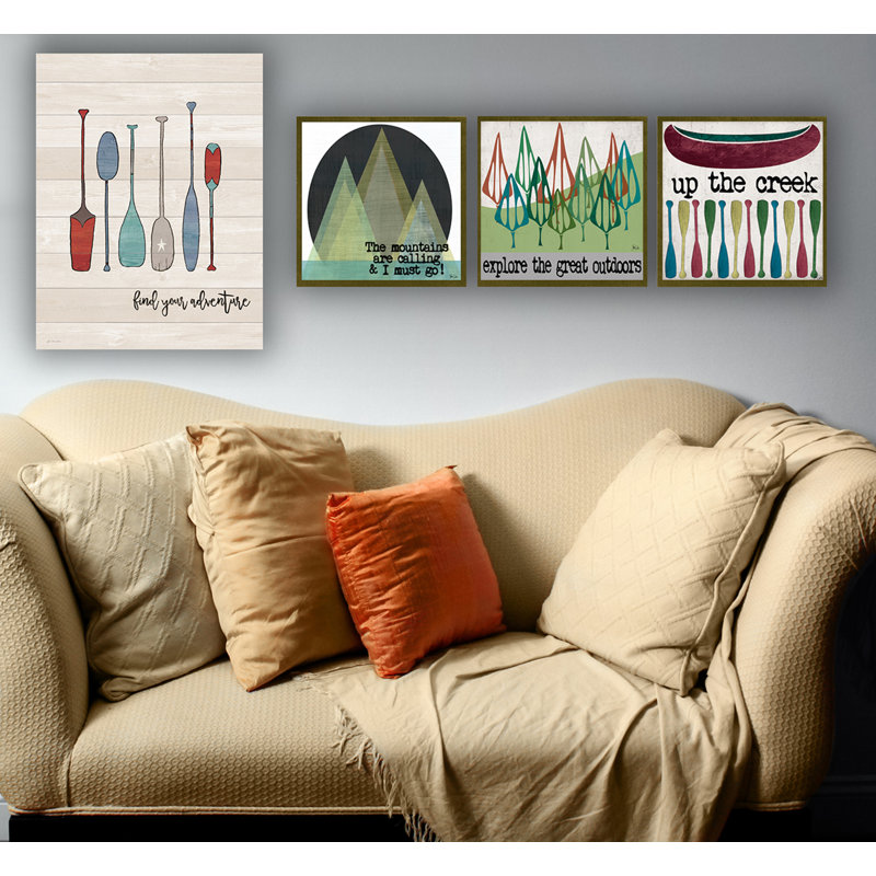 « up the creek canoë raquettes », art mural, Toile, H 17 po x l 17 po x P 1,5 po