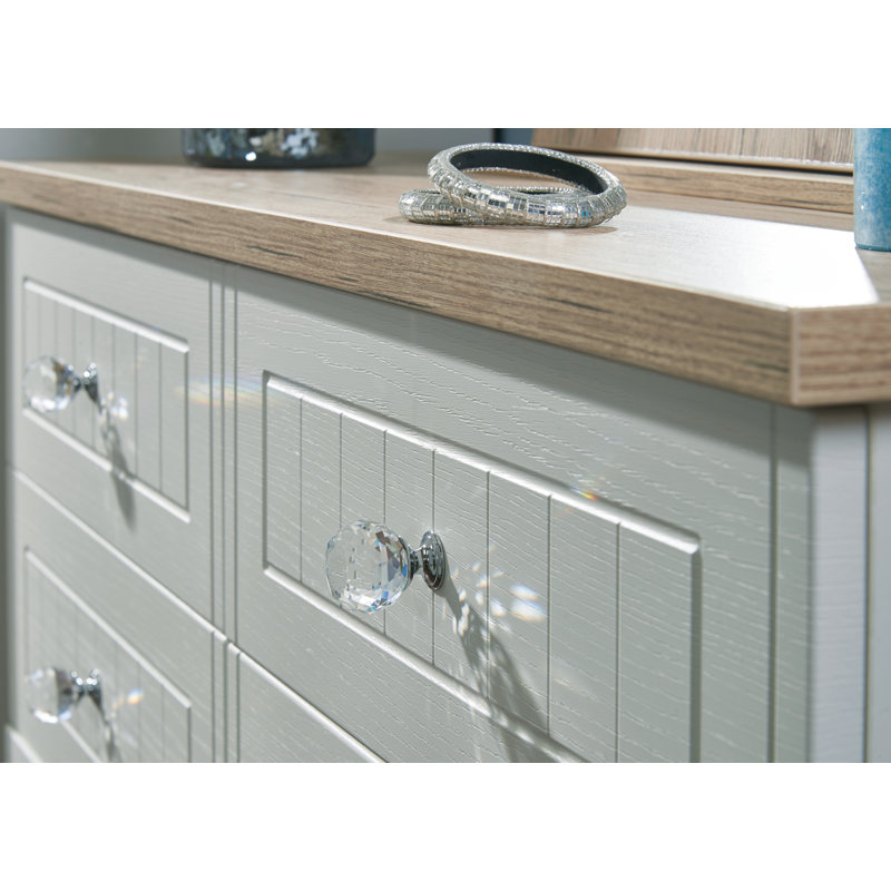 Fully Assembled Zenfield 3 Drawer Bedside Table, Porcelain Ash/Bordeaux Oak