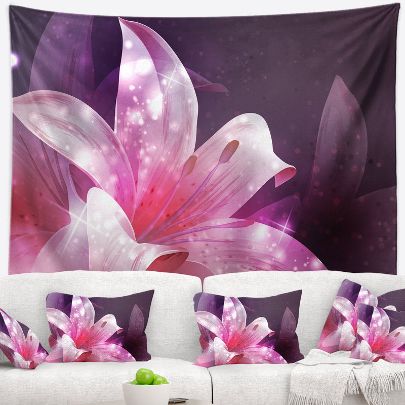 Tapisserie florale rose, H 50 po x l 60 po