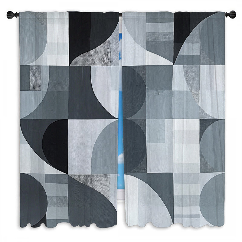Rideaux à motifs abstraits et minimalistes - 2 panneaux, L 40 po x L 61 po