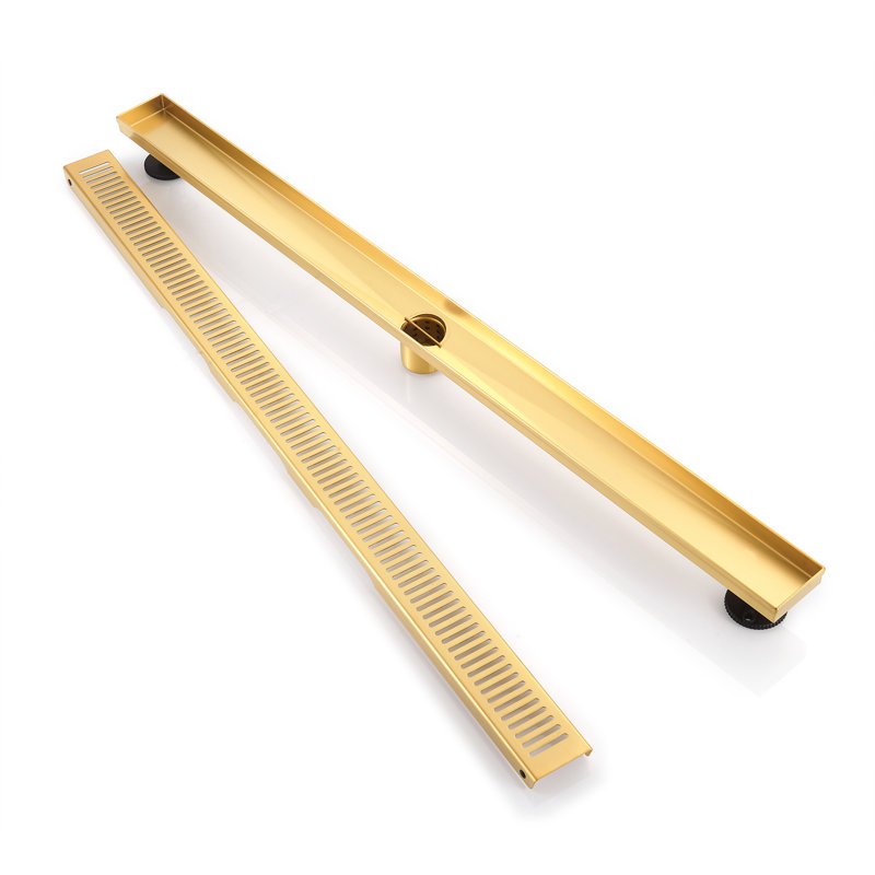 Drain de plancher de douche rectangulaire en acier inoxydable BOann 304 (40 po), Or