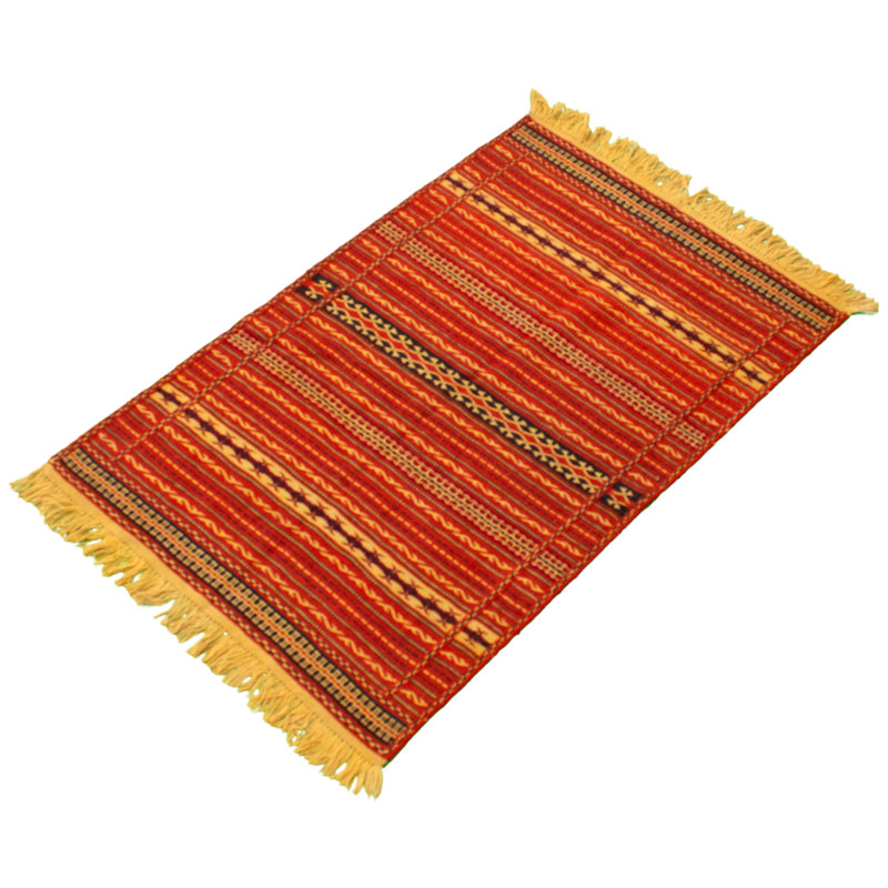 Tapis décoratif en laine de conception unique noué à la main New Age de 3 pi 3 po x 5 pi de couleur rouge