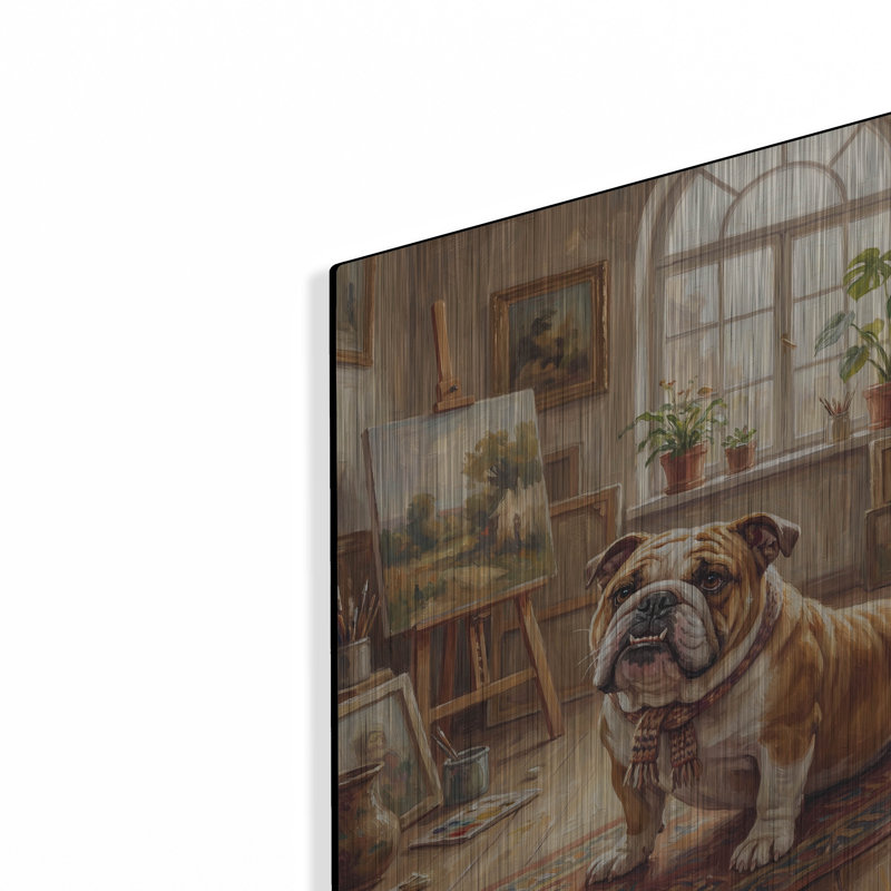  «Bulldog Yoga Cobra Pose» par Rich Monet, art mural en métal, 12 po x 12 po, H 12 po x l 12 po