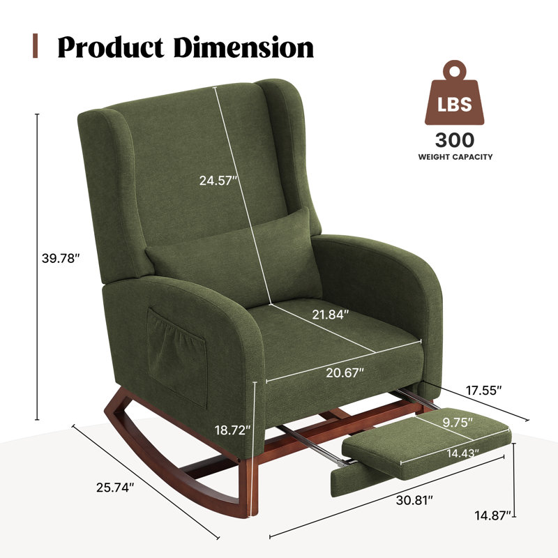 Chaise berçante pour le salon, Mélange de lin vert