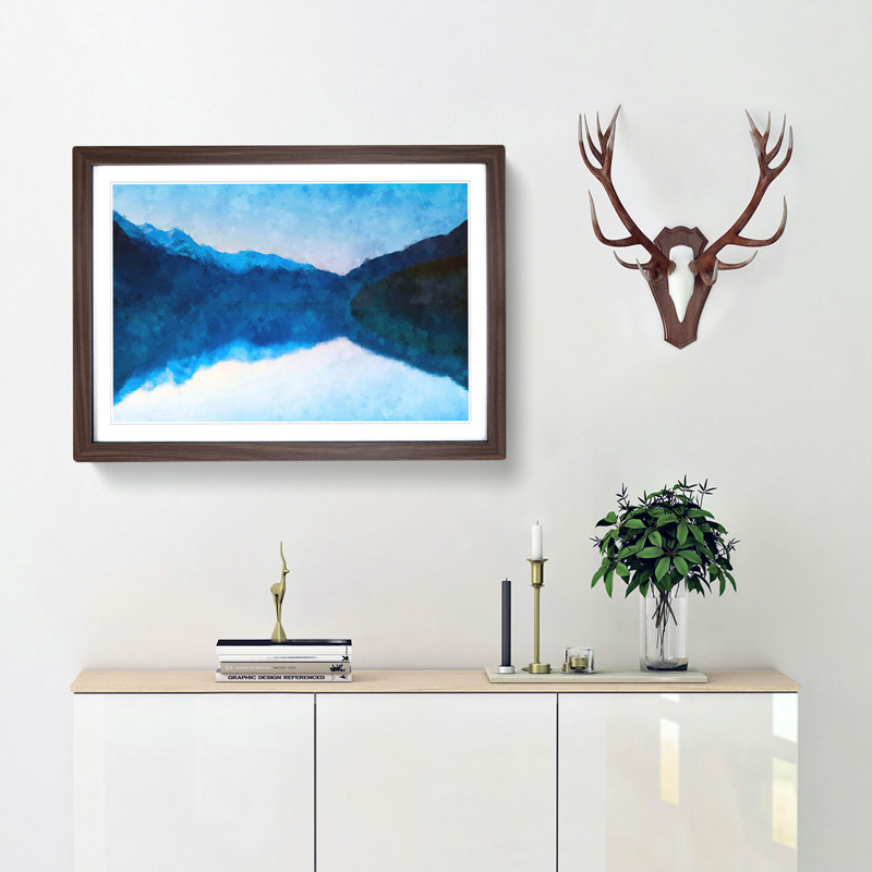Lake in Haines Alaska - Picture Frame Painting Print, 33cm H x 45cm W x 2cm D, Walnut Framed