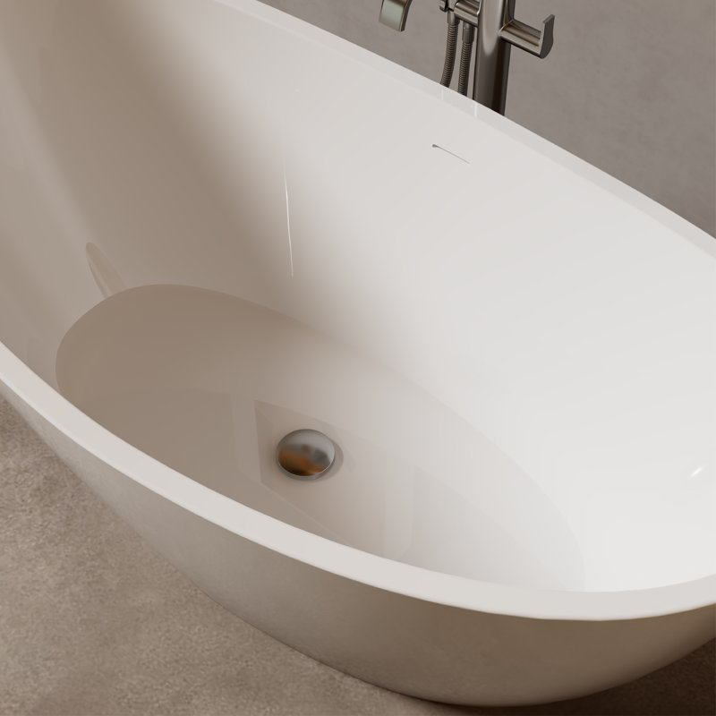 Baignoire de trempage autoportante en acrylique avec drain 2 po. Sky-T 59 po. X 30 5,7 po. Blanc brillant
