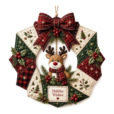 Trousse de bricolage pour couronne de Noël en tissu de courtepointe