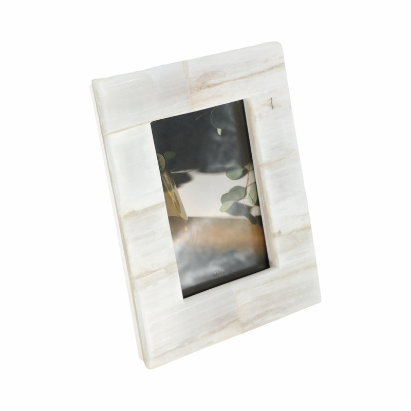 Cadre photo moderne Selenite pour table - Cadre photo décoratif pour la chambre à coucher, le bureau ou la maison - Blanc