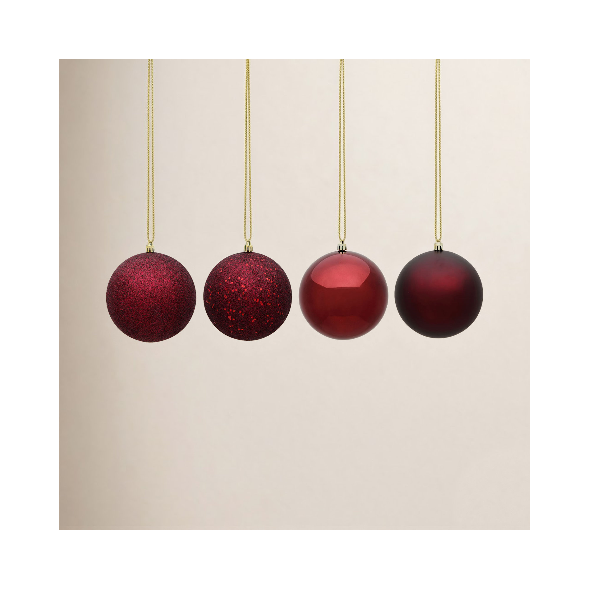Holiday Décor Ball Ornament, Burgundy, 4" H x 4" W x 4" D