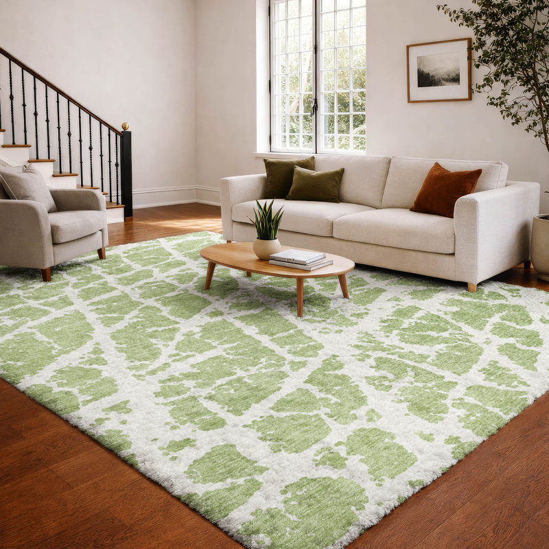Premium Machine Washable Dream Shag ADS501 Crackle Rug, Aloe, 5' x 7'6"