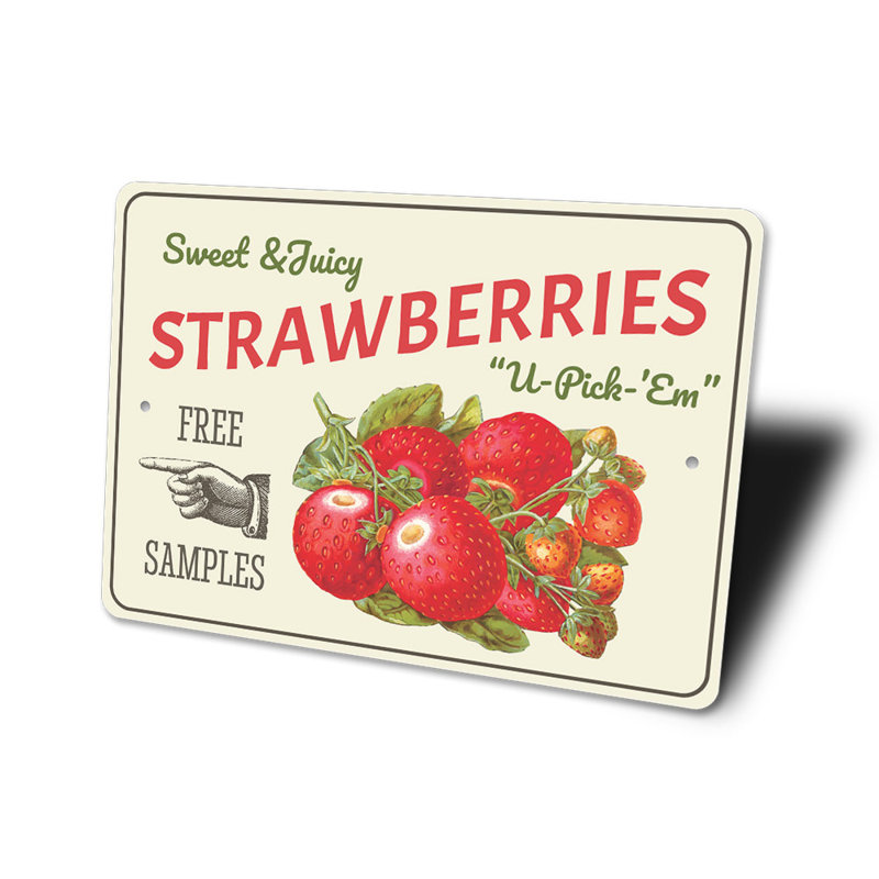 Plaque en aluminium fraises, H 10 po x l 14 po x P 0,04 po