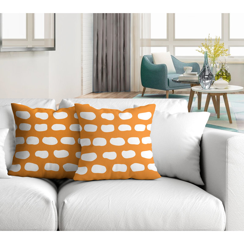 Oreiller carré intérieur / extérieur Aria Dash, L 17 po x H 17 po, Orange