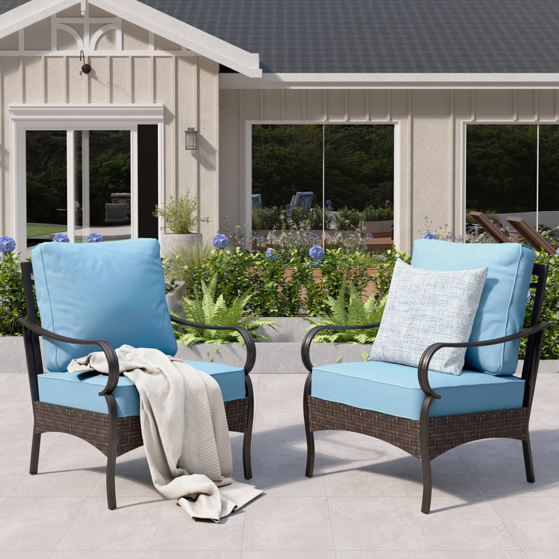 Chaises longues de patio avec coussins (ensemble de 2), Bleu