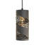 Mini-luminaire suspendu cylindrique 1 lumière Flow, noir mat / or français