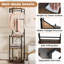 Freestanding Coat Rack with 4 Storage Shelves 6 Hooks & 3 Hanging Rods for Entryway