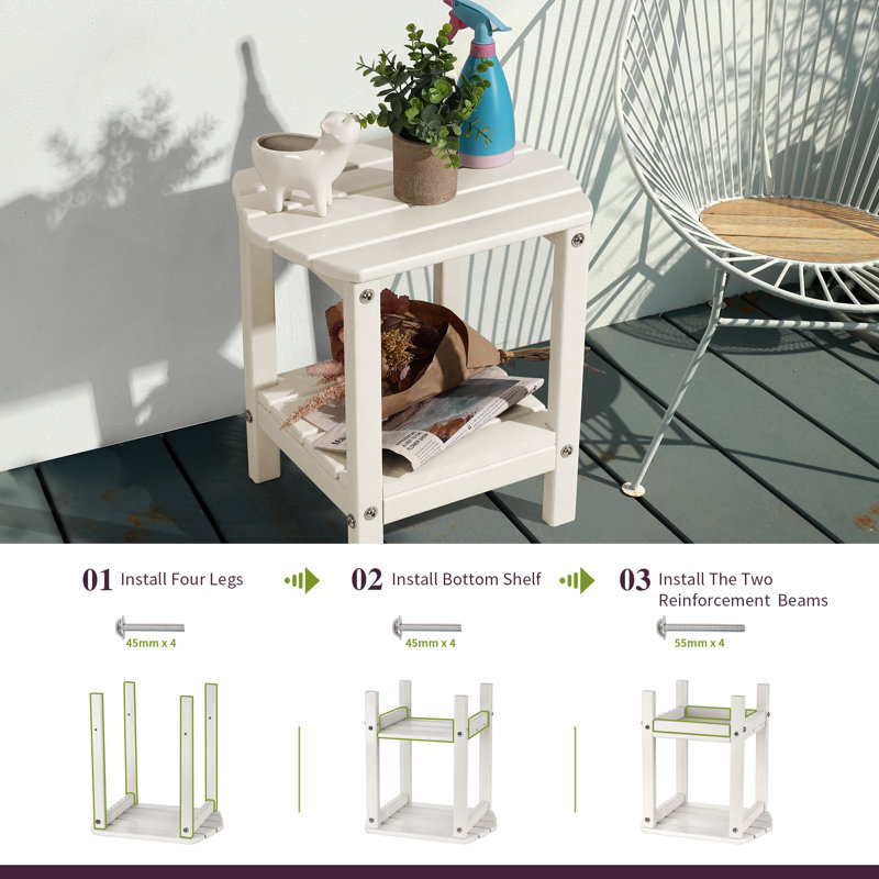 Bonpas Rectangular Outdoor Side Table, White