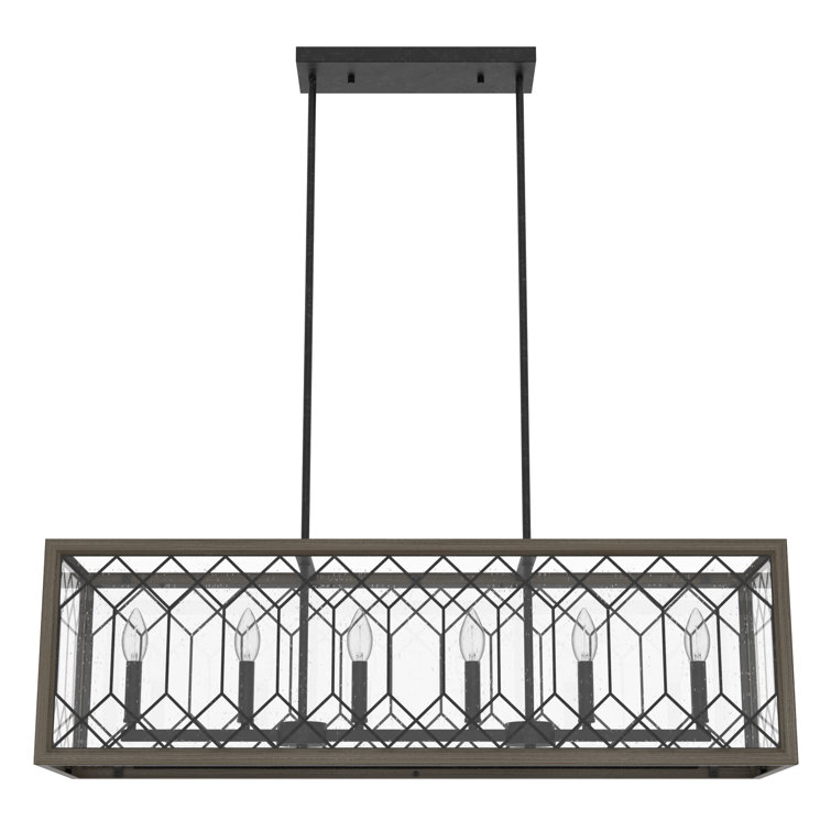 Chevron 6 Light Linear Rectangle Chandelier