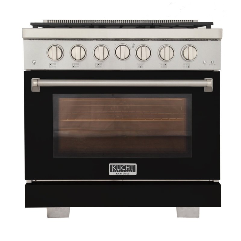 KUCHT Professional 36 in. 5.2 cu. ft. Natural Gas Range and Convection Oven in Black with True Simmer Burners, Natural Gas