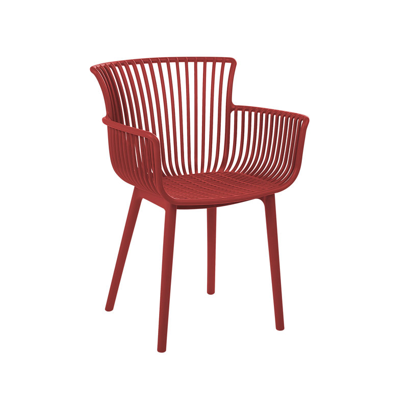 Kluesner Patio Dining Dining Chair with Cushion, Red
