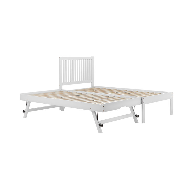 Martwon Single (3') Solid Wood Guest Bed with Trundle, White