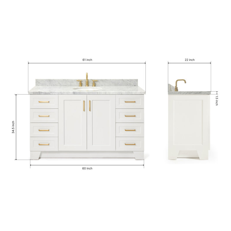 ARIEL TAYLOR 61 IN RECTANGLE SINK VANITY, White, Oval