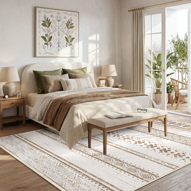 Tapis antidérapant à motif géométrique, tapis de polyester doux lavable à la machine pour la décoration intérieure