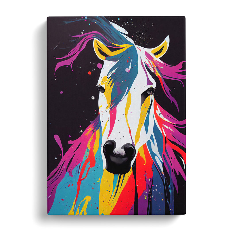 Horse Paint Splash No.4 Abstract - Wrapped Canvas, 50cm H x 35cm W x 3cm D