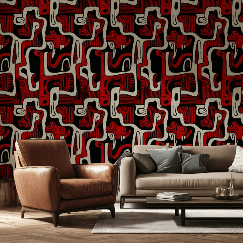 Papier peint abstrait géométrique, décoration murale moderne