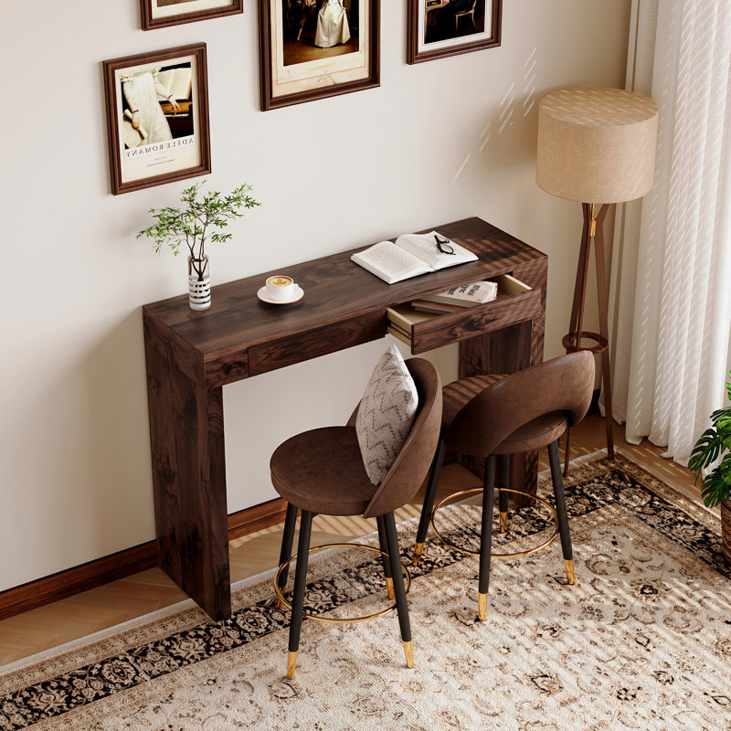 Table de salle à manger rectangulaire moderne de 50 po avec chaise de salle à manger de 25 po, Brun