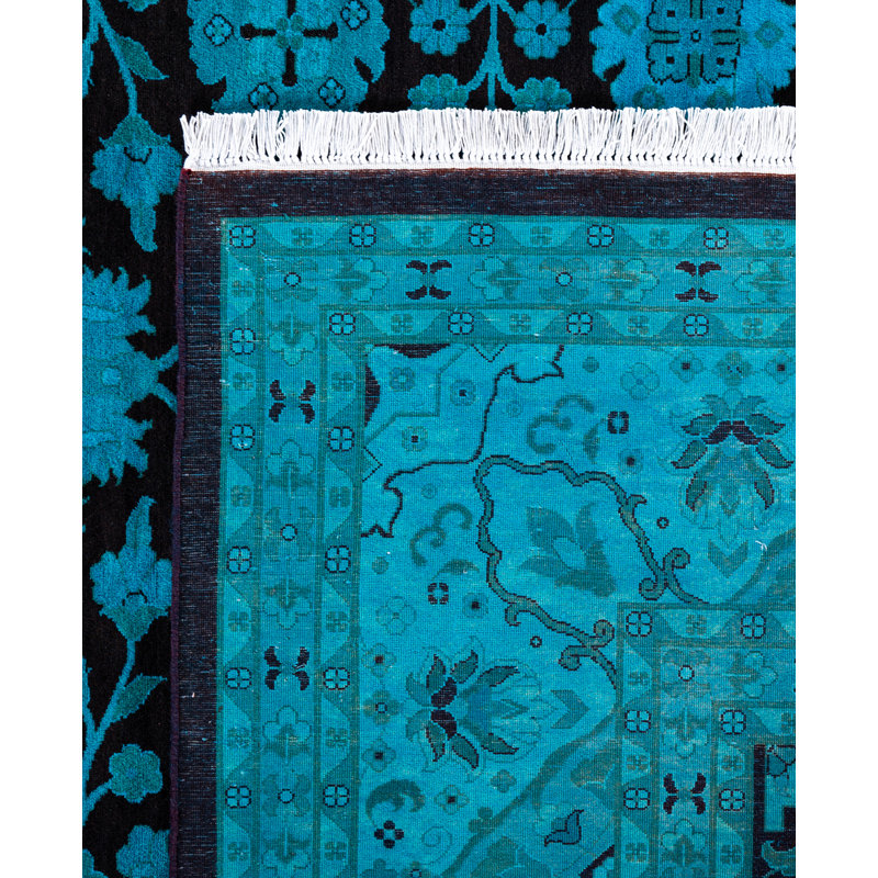 Overdyed Hand-Knotted Wool Modern-Contemporary Green Area Rug 8' 3" x 10' 4"
