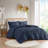Comfortable Jacquard Bedding Set, Navy Polyester, Elegant Home Décor