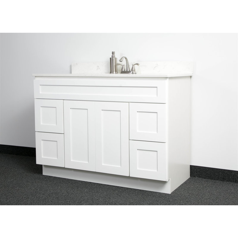 Base de meuble-lavabo simple de 48 po avec laque transparente enduite UV, Blanc