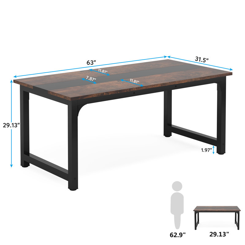 Montserat Desk, Vintage Brown/Black, 29.52" H x 63" W x 31.49" D