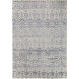 Hand-Knotted High-Quality Silver and Dark Blue Area Rug