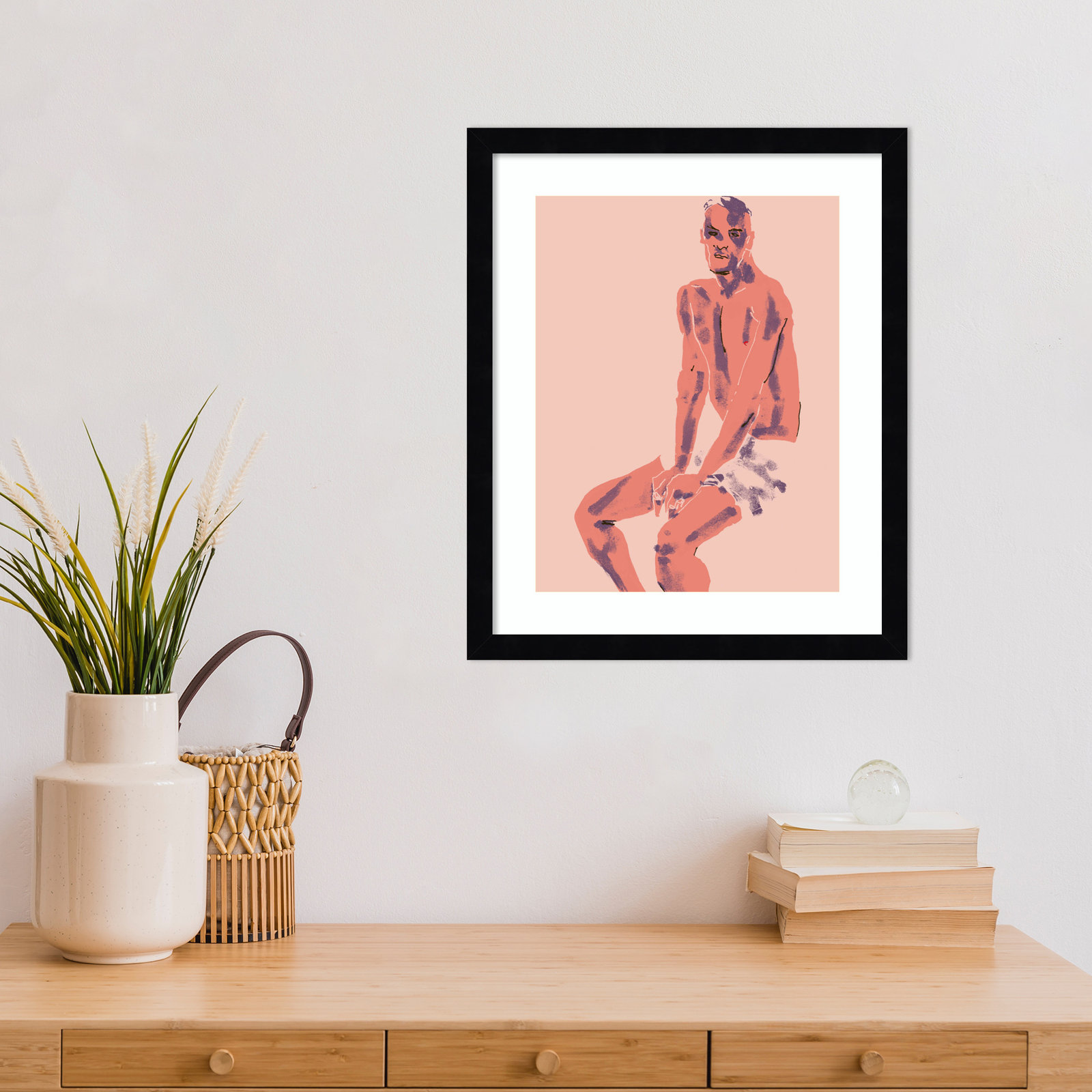 Olender "A Man Posing" Print, 17" H x 14" W, Black