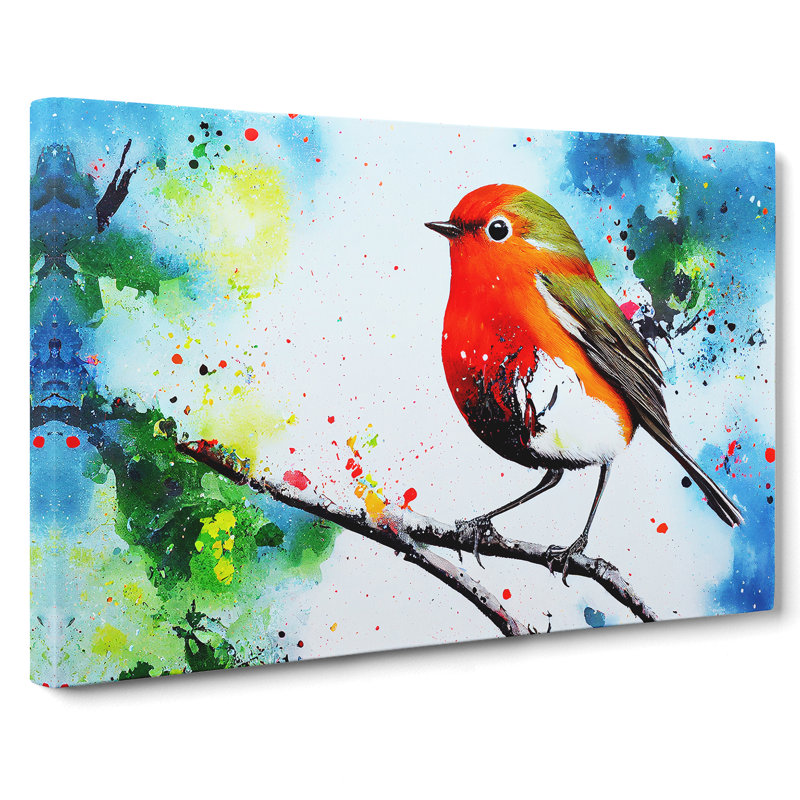 Robin Bird Splash Vol.2 Abstract - Wrapped Canvas Print, 35cm H x 50cm W x 3cm D