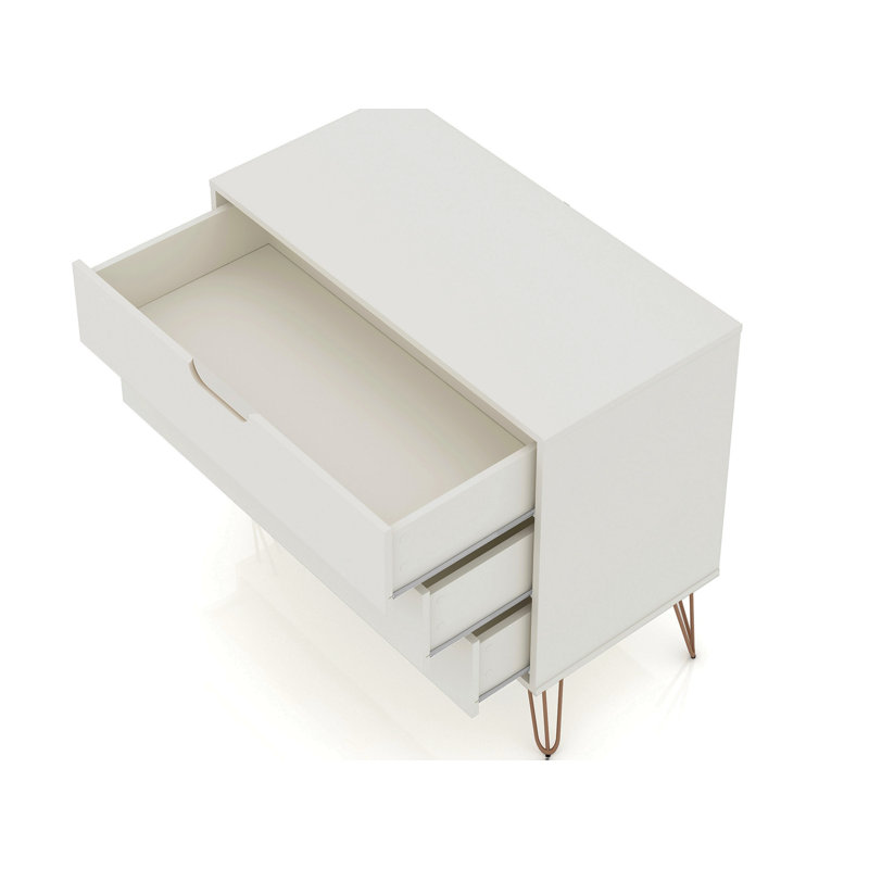 Commode 35 po Rockefeller en blanc cassé (3 tiroirs), Blanc