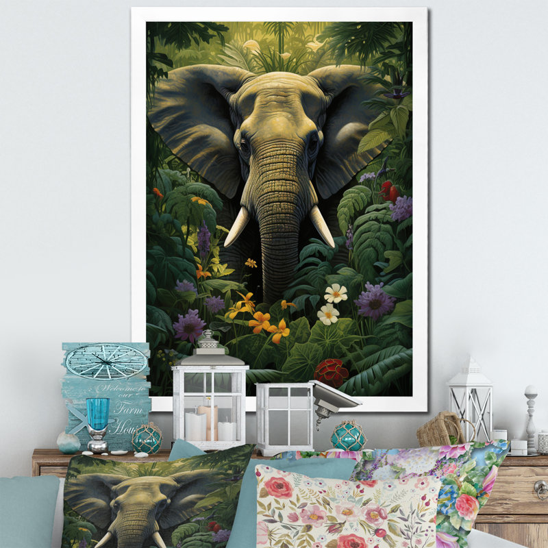 «Celicia Elephant Jungle Sanctuary III», reproduction sur toile, Cadre photo blanc, H 32 po x l 24 po x P 1 po
