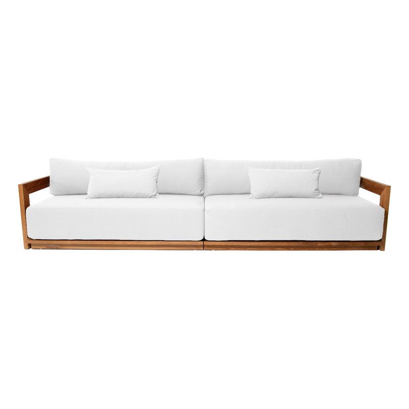 Varenna 119'' Wide Rectangle Teak Patio Sofa with Sunbrella® Cushions, White