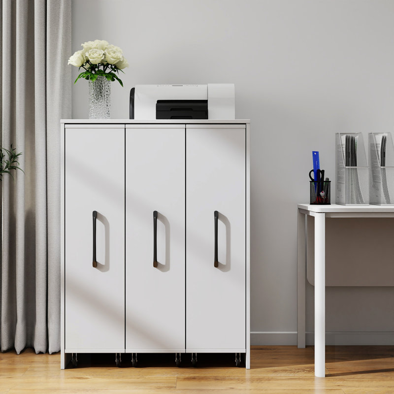 Bibliothèque sur pied à 3 niveaux avec rangement coulissant, idéale pour le bureau et la maison, maximisant l'espace et l'organisation.
