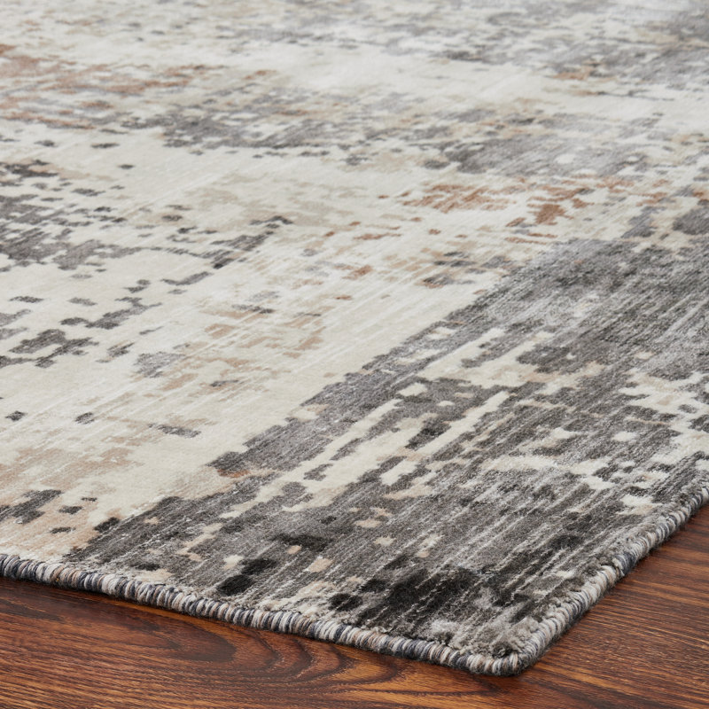 Abstract Area Rug in Brown, Rectangle 2' x 3'