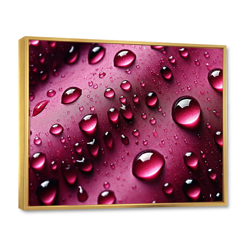 " Red Rose With Raindrops X ", 34" H x 44" W x 1.5" D, Gold Floater Framed