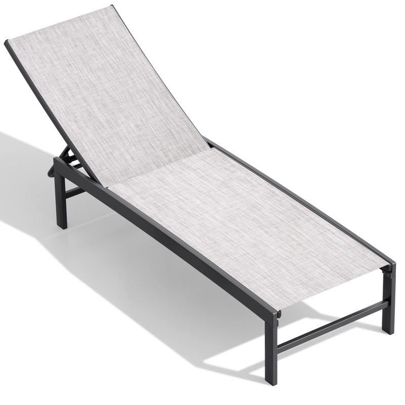Chaise longue de patio inclinable en métal, Terre