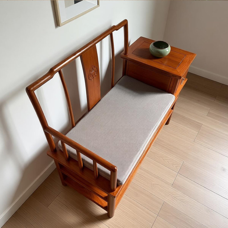 Banc d'entrée brun à double couche en bois massif